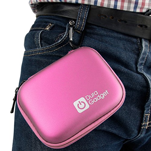 Etui housse rigide rose pour Nikon Coolpix A300 appareil photo compact - mousqueton amovible  par DURAGADGET