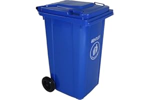 Charles Bentley Wheelie Bin, 240 Litre, Blue Wheelie Bin, Weatherproof, Durable, High Density Polyethylene, Two Wheels, Ultra Violet Resistant, Robust, Frost and Chemical Exposure (99x73x58.5cm)