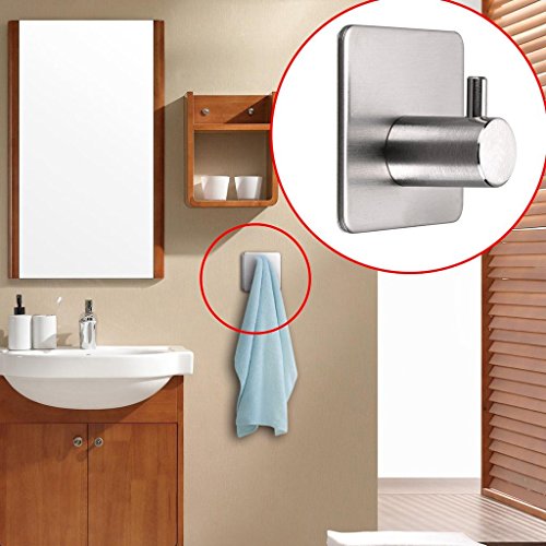 OUTOWIN 4er-Set Selbstklebend Wandhaken Handtuchhaken, aus hochwertigem Edelstahl - 6