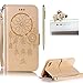 Produktbild SKYXD für iphone 7 Hülle Leder Traumfänger Blumen Drucken Muster,Brieftasche Klappbar Glitzer Strass PU Folio Schutzhülle [Kartenfach / Magnet / Standfunktion / Trageschlaufe] Inner Silikon Klapphülle mit [Handyanhänger + Eingabestift] 3 in 1 Zubehör Handy Tasche Etui for Apple iphone 7 4.7Zoll Bookstyle Flip Case Leather Cover With [Stylus and Dust Plug]- Gold