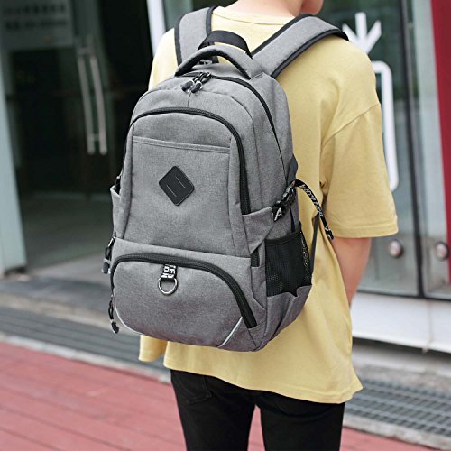 Neuleben Wasserabweisend Rucksack mit USB Port Business Laptoprucksack f  r 15 6 Zoll Schulrucksack f  r Damen Herren  Grau 