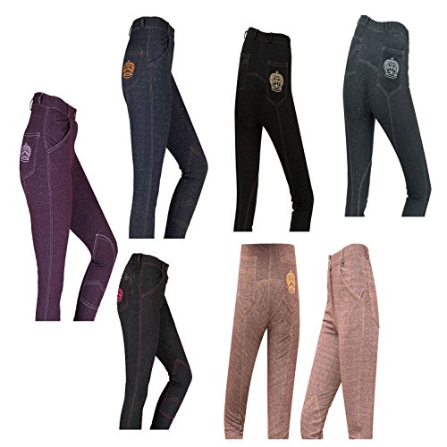 Childrens-Kids-Girls-Equestrian-Horse-Riding-Competition-Jumping-Crown-Stretch-Denim-Look-Jodhpurs