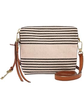 Fossil Maya Crossbody Beige Schwarz Damen Handtasche Tasche Schultertasche Umhängetasche Taschen Damenhandtasche
