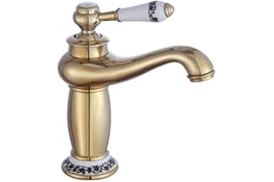 Badarmatur Nostalgie Wasserhahn YUNRUX Waschbecken Wasserhahn Einhebel Mischbatterie Waschtisch Armatur Waschtischarmatur Wasschbecken Einhandmischer Bad Faucet Wannen Armatur Badewanne Gold