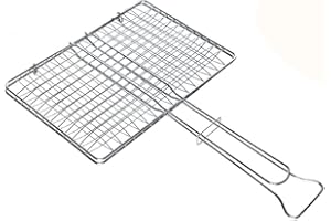 Griglia BBQ Doppia GMR Trading - Graticola Resistente in Acciaio Cromato, Made in Italy, 30x40cm, Per Cotture Omogenee, Campeggio, Giardino, Facile da Pulire e Riporre