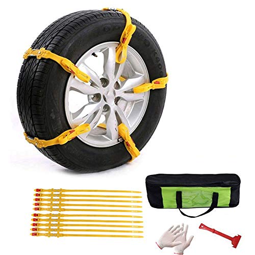Preisvergleich Produktbild Umiwe Schneeketten Auto Anti Slip Reifenketten, 10 Stücke Einstellbare Autoreifen Schneekabelketten Fit für die meisten Auto / SUV / LKW Reifen Breite 145-285mm