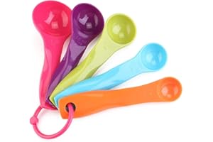 YIYAO Ensemble de cuillères à mesurer,Petite cuillère, cuillères à mesurer en plastique colorées, 5 cuillères à mesurer en plastique colorées pour la cuisson de la cuisine