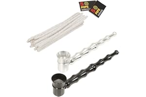 YiTenn Pfeife Set, 2 stück Mini Metall Zigarette Pfeifen+ 10 stück Edelstahlsiebe +20 stückReinigungsstab, Leicht zu Reinigen Abnehmbare Pfeife (Schwarz+Silber)