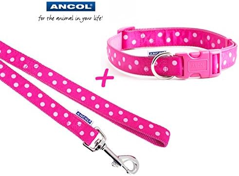 A Pink Polka Collar and Lead Set, Choose Size, (Small Collar &amp; Lead)