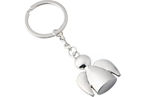 RTINLE Porte-clés Ange Gardien,Porte-clés de Voiture Ange Gardien Porte-Bonheur en Argent,Pendentif élégant en métal,pour de Couple Cadeau de Trousseau Anniversaire