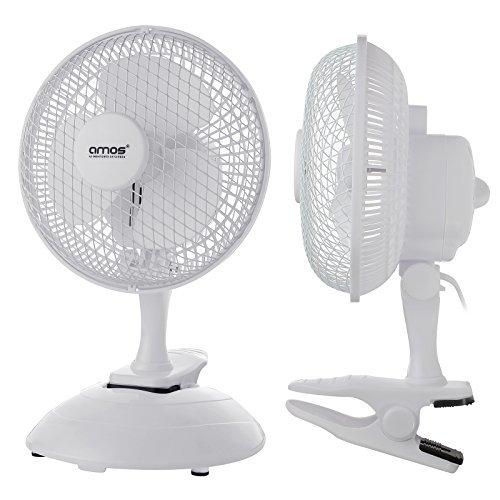 AMOS 6″ 15cm Clip & Tisch Ventilator Tragbarer Klemme Tischventilator Haus Büro Windmaschine 2 Geschwindigkeit Kippen Einstellbare Luftkühlung Elektrolüfter - 9