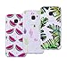 Produktbild VemMore Kompatibel für Samsung Galaxy S7 Edge Hülle Silikon Transparent Durchsichtig Handyhülle Ultra Dünn Schutzhülle TPU Slim Kratzfest mit Muster [3 Packs] - Grüne Blätter + Wassermelone + Kaktus