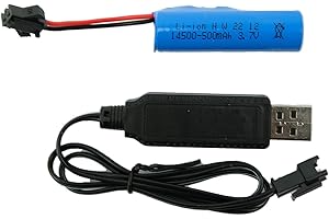 efaso Batterie RC 3,7 V 500 mAh HBX + câble de charge USB pour voitures télécommandées HOMYE/Rhybor / BEZGAR TC141 / BEZGAR 17S / DEERC DE45 / DEERC D35 / ACAMMZAR AT1 / Arulis Amphibie