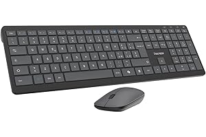 VulTech KM-851W Kit Tastiera e Mouse Wireless Tasti a Forbice Silenziosi click silenzioso Layout Italiano QWERTY Ultraslim Tastierino Numerico, Tasti Multimediali Protezione Liquidi PC/Mac/Linux Nero