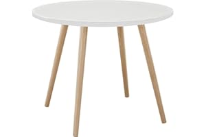 Yirtree Dining Table,Kitchen Table,Modern Round Table with Wood Legs,Coffee Table Leisure Dining Room Round Table for Kitchen Living Room White