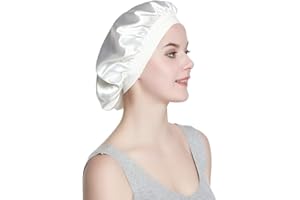 Alnorm Femmes Capuchon de Couchage Elegant Bonnet en Satin Soyeux à Double Couche