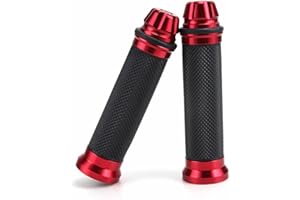 Caliwill Motorcycle Handlebar Grips Motorbike Hand Grip Universal 7/8 inch 22mm CNC Aluminum Motorbike Handle Grips Motorcycle Handle Bar Grips Replacement Red, (YGBJPRD)