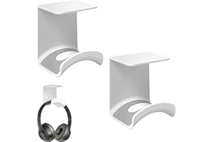 Getyjoe 2 Pièce Universel Support Casque Crochet Casque avec Adhésif Fort, Écouteurs Crochet pour la Plupart des Casques et Contrôleurs-Blanc