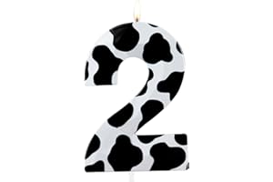 HONGPLUS Metallic 3D Cow Birthday Candles, Zoo Number 2 Candle, Happy 2nd Birthday Candle for Cake, Farm Animal Cake Topper Decorations for Boys Girls Birthday Party Anniversary Celebration Supplies
