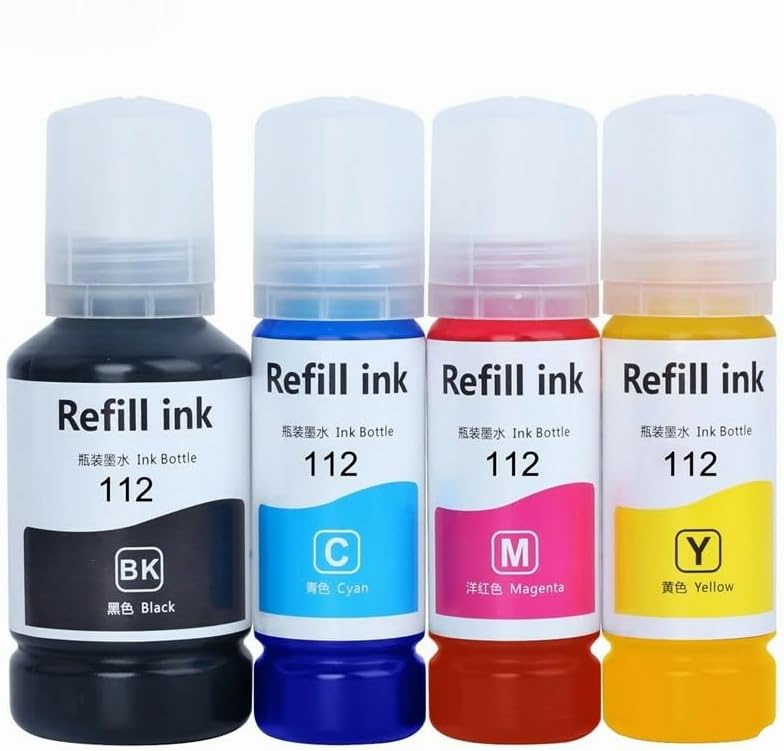 Oratek Epson 112 L15150 ile uyumlu 1 Set 4 Renk Ithal Muadil Pigmentli Mürekkep Seti Siyah 127 ml - Renkliler 70 ml