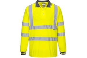 Portwest Langarm Warnschutz Polo Shirt, Größe: 5XL, Farbe: Gelb, S277YER5XL