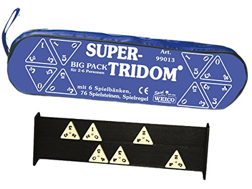 Preisvergleich Produktbild Weico 99013 - Gesellschaftsspiel, Big Pack Super Tridom für 2-6 Spieler, 76 Steine, 6 Bänke, Reißverschlusstasche