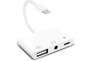 UNIYTRIOX Adattatore Audio OTG USB 3 in 1 con Porta di Ricarica Rapida + Lettura Scheda Fotocamera USB + Jack per Cuffie da 3.5 mm Supporto Lettore di Schede, Interfaccia MIDI per iPhone 11 12 13 Xs XR X 8 /Pad