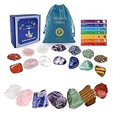 Healing Crystal For Beginners 7 Chakra Crystal Set,23 Pcs Healing Crystal Wiccan Reiki Gift,4 Types Of Gemstones,hexagonal Tumbled Stone,natural Gemstones,raw Stones,crystal Gravel With Instruction