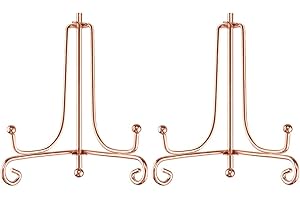 Tincogo Rosa Oro (2 Piezas) Hierro Pantalla Soporte Rosa Oro Hierro Caballete para Libros de Cocina, Fotos, Platos Decorativos,Bowl,Placas, Tablets,4 Pulgadas