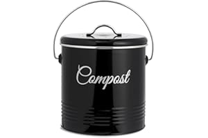 Innoteck Essentials Seau à compost – Seau de compostage de cuisine de 3 litres – Filtres à charbon et couvercle pour recyclage des déchets alimentaires biologiques d'intérieur – Poubelle de compost de