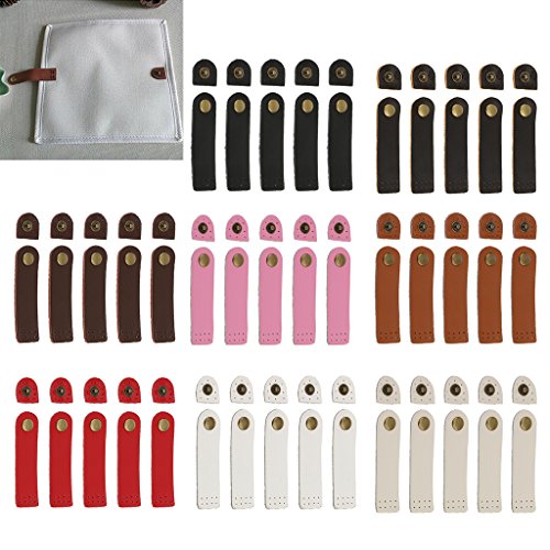MagiDeal 5 Sets Lederriemen mit Schnalle Messing Nieten – Rot, one size - 5