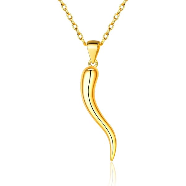 ChicSilver Collana Ciondolo Argento 925 Peperoncino Italiano, Collana Corno Oro D'abbondanza, Confezione Regalo