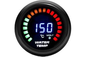 ETOPARS Motor de Coche Auto Digital 2 Pulgadas 52mm Medidor de temperatura del Agua Kit Refuerzo Pantalla Indicador de luz LED Tinte Humo Len Calibre Carreras