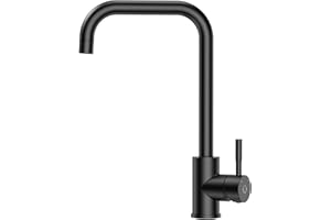 Grifo Cocina Negro, CECIPA Grifos Cocina Fregadero Giratorio 360°, Grifo Negro Cocina Agua Caliente y Fría de Acero Inoxidable, Torneira Cozinha Resistente a la Corrosión