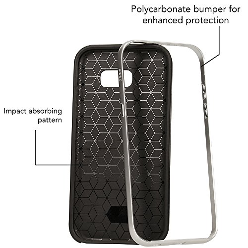 Samsung Galaxy A3 2017 Custodia Carbonio di NALIA, Slim Silicone Cover Protettiva Sottile con Bordi Effeto Metallo per Cellulare Bumper Protezione Case per Telefono Samsung A3 17, Colore:Argento