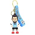 Daiyamondo Cheers on Your Team With Football Player Ronaldo Messi 3D Rubber keychain With Long Ribbon - A Vibrant Accessory for Soccer Fans and Collectors