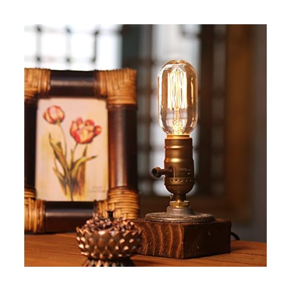 YUENSLIGHTING E27 Vintage Wood Blocks Table Lamp Desk Light for Cafe Bar Studio Night Light for Bedside Dimmable Without Bulb Art - Image 5