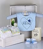 WINDELTORTE Jungen hellblau | Little Prince| Baby Lätzchen, Babysocken +Grußkarte| Baby-Geschenk - 2