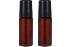 GORGECRAFT 2 Flacons à Bille en Verre de 30ml, Bouteilles en Verre sans Fuite, Ambre Flacons Roll on Rechargeables pour Huiles Essentielles et Déodorants, Parfum et Cosmétique, Voyage