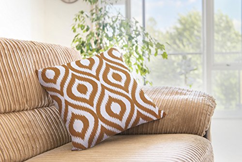 TreeWool®, (2er Pack) Ikat Ogee Design Baumwolle Dekoratives Kissenbezüg (Senffarben, 50 x 50 cm) - 6