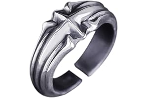 KONFEN Anillos Hombres, Vikingo Ajustable Tallada Anillos para Hombres Anillo, Vintage Hip Pop Anillos Abiertos Gothic Punk Clásico Unique Texture Jewellery, Silver
