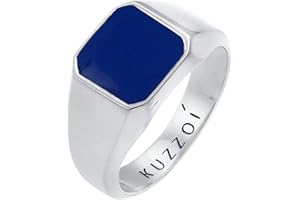 Kuzzoi Anillo para hombre de plata de ley 925 maciza con sello de 12 mm de ancho, anillo de plata de ley 925 clásico con esmalte para hombre, talla 54-66, 0609280721