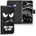 Produktbild kwmobile Hülle für Samsung Galaxy J5 (2017) DUOS - Wallet Case Handy Schutzhülle Kunstleder - Handycover Klapphülle mit Kartenfach und Ständer Don't touch my Phone Design Weiß Schwarz
