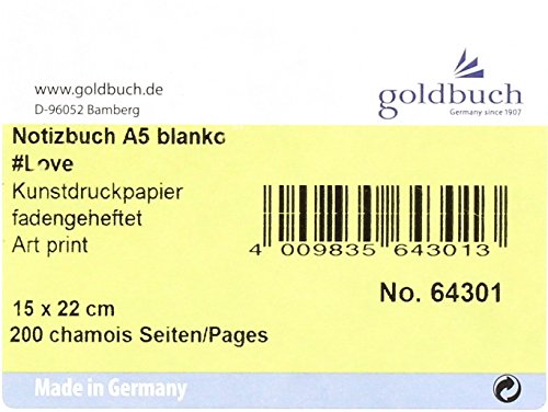 Goldbuch, Notizbuch A5, 200 chamois Seiten blanko, #(Hashtag) Love, Rot/Blau, 64301 - 6