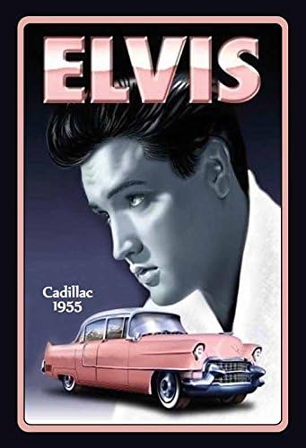 Schatzmix Elvis Presley mit pink Cadillac 1955 blechschild