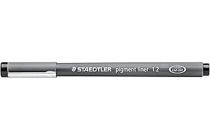 STAEDTLER Czarna wkładka pigmentowa, szerokość linii 1,2 mm, atrament pigmentowy, długa metalowa końcówka, długa żywotność, 10 cienkopisów w kartonowym etui, 308 12-9