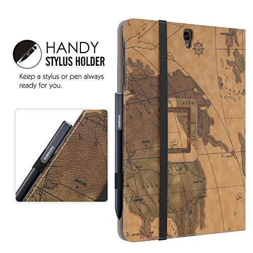 MoKo Samsung Galaxy Tab S3 9.7 Hülle – PU Leder Ständer Schutzhülle Smart Case Cover mit Stift-Schleife / Standfunktion und Auto Sleep / Wake Up Funktion für Samsung Galaxy Tab S3 9.7 Zoll (2017) SM-T820 / T825 Tablet, Landkarte H - 8