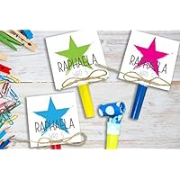 Einladungskarten Kindergeburtstag mit Stern COLOR inkl. Party Tröte