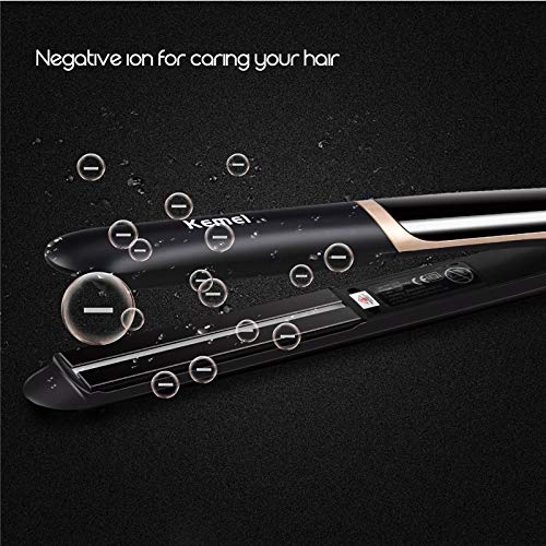 YERGHJ Infrared Hair Straightener Curler Ceramic 3D Floating Wide Plate Flat Iron LED Digital Hair Curling Straightening