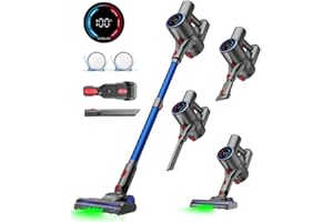 VersLife Z8 Aspirapolvere Senza Fili 40KPa, Scopa Elettrica Leggera con Filtro HEPA, Luce LED Verde, Autonomia 45 Min, Design Autoportante, per Pavimenti Duri, Tappeti e Peli di Animali